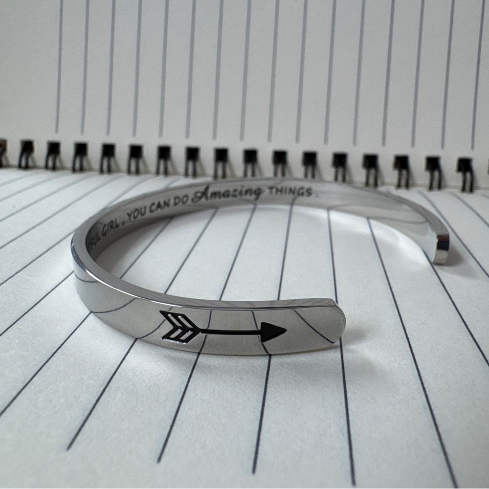 Silver Inspirational Cuff Bracelet - Picture 2 of 5
